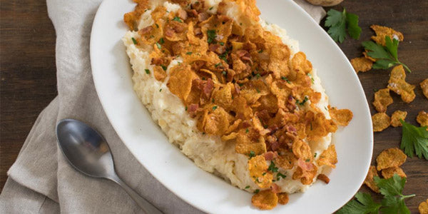 Herb Mash Potatoes with Crispy Bacon Topping