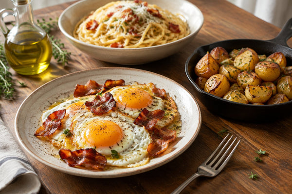 Bacon Olive Oil Recipes for Smoky Eggs, Crisp Potatoes, and Easy Pasta