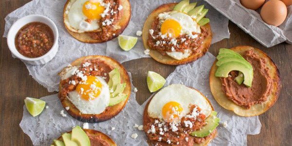 Breakfast Tostadas with Charred Ranchero Salsa