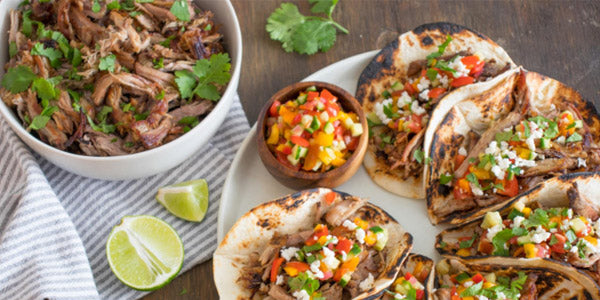 Drunken Crockpot Carnitas with Gazpacho Salsa