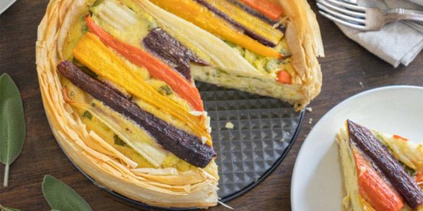 Phyllo Crusted Quiche with Root Veggies