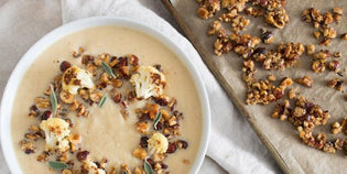  Roasted Cauliflower Soup with Honey Hazelnut Praline Crumble - Lot22oliveoil.com
