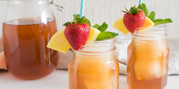 Strawberry-Pineapple Shrub Iced Tea